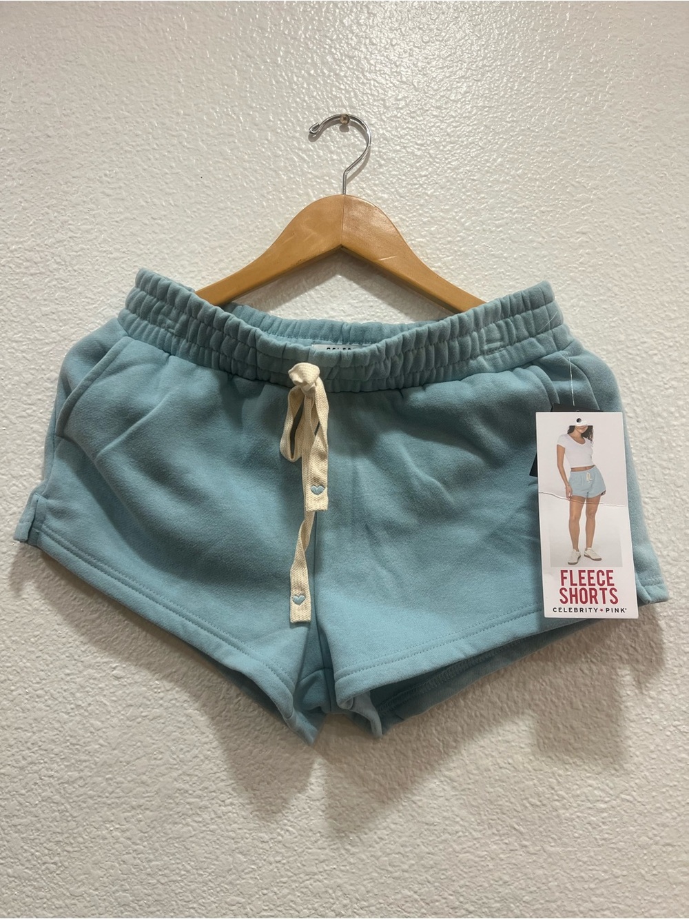 Celebrity Pink Light Blue Fleece Athletic Shorts